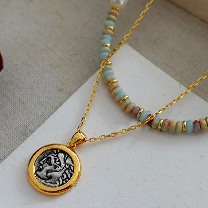 Olivenorma Blue Emperor Stone Stacked Beaded Necklace - image 5