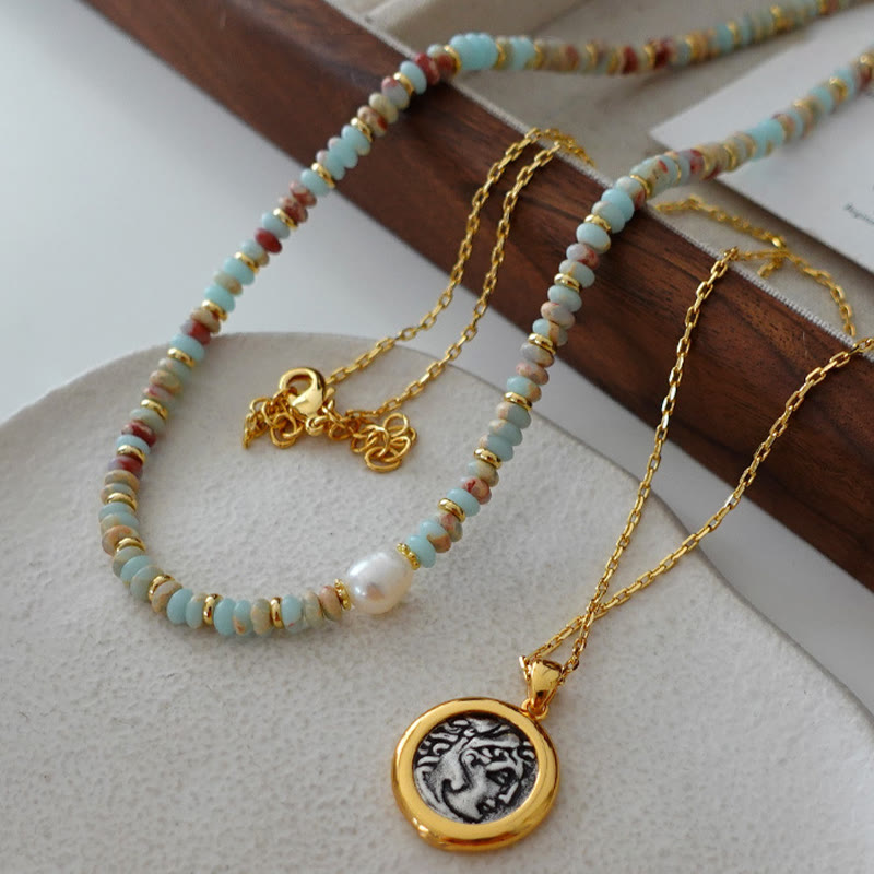 Olivenorma Blue Emperor Stone Stacked Beaded Necklace - image 8