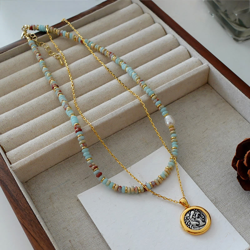 Olivenorma Blue Emperor Stone Stacked Beaded Necklace - image 6