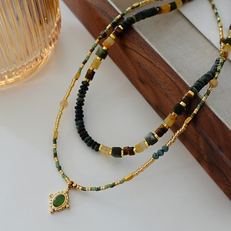 Olivenorma Natural Agate Choker Stacked Necklace - image 0