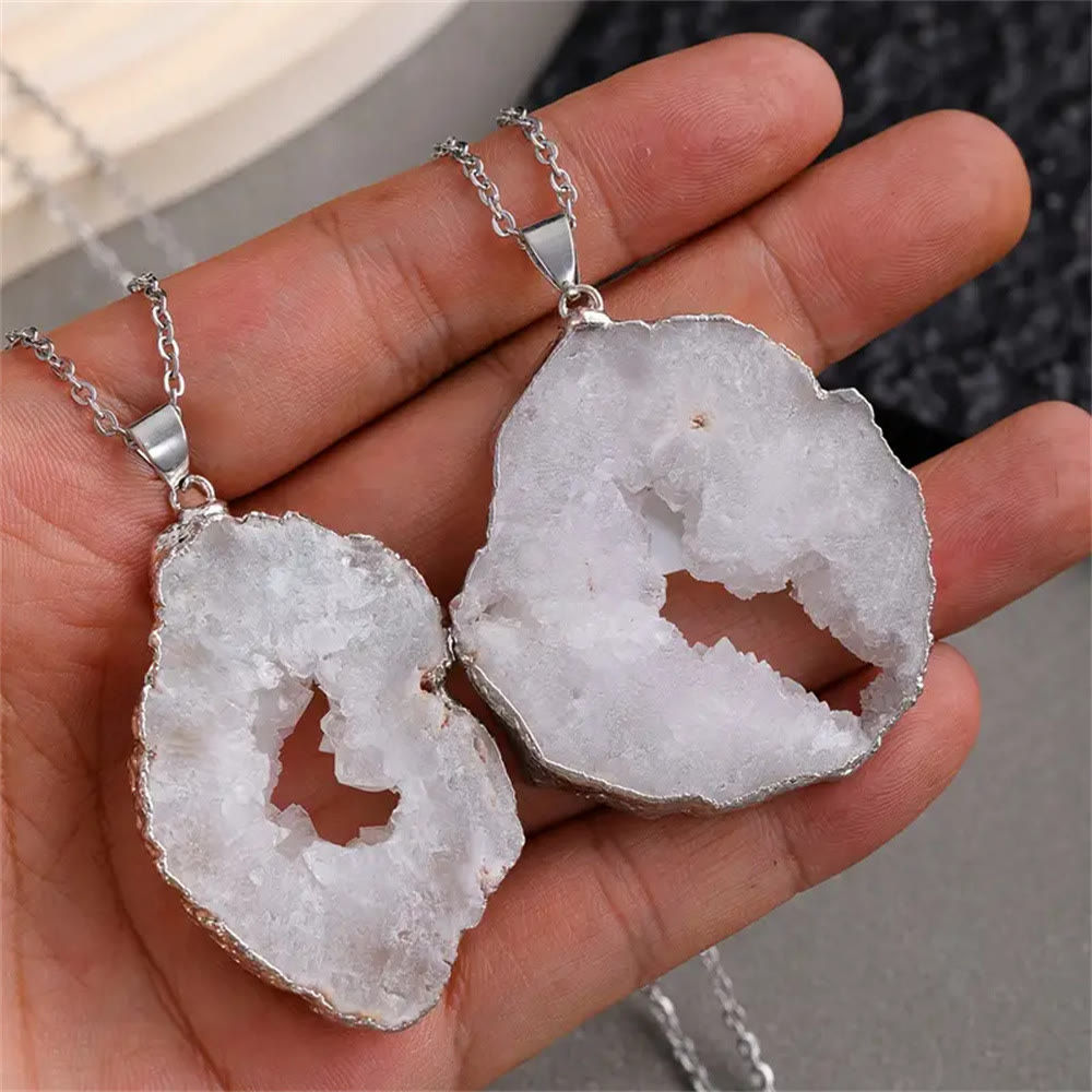 Olivenorma Natural White Agate Charm Gemstone Necklace - image 1