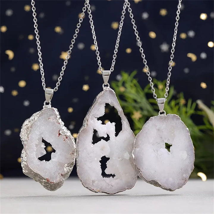 Olivenorma Natural White Agate Charm Gemstone Necklace - image 2