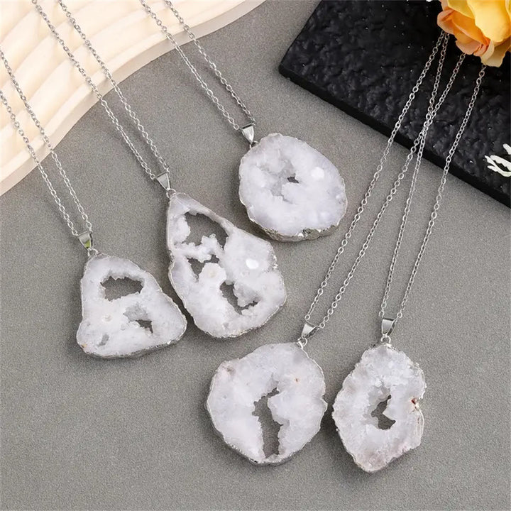 Olivenorma Natural White Agate Charm Gemstone Necklace - image 3