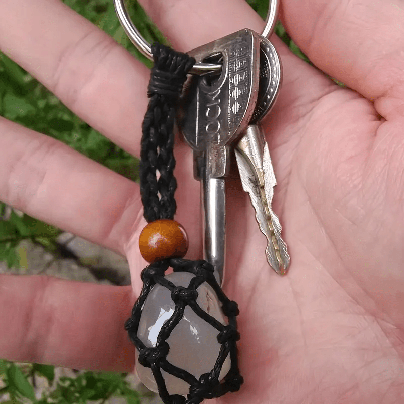 Olivenorma Woven Adjustable Raw Stone Cotton Net Keychain - image 32