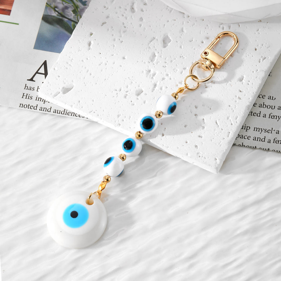 Olivenorma Handmade Evil Eye Resin Ornament Keychain - White - image 8