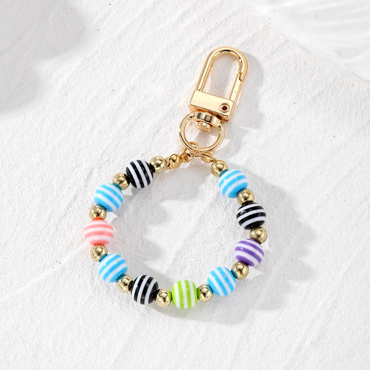 Olivenorma Evil Eye Symbol Hanging Ornament Beaded Keychain - Rainbow Stripe Ball - image 5