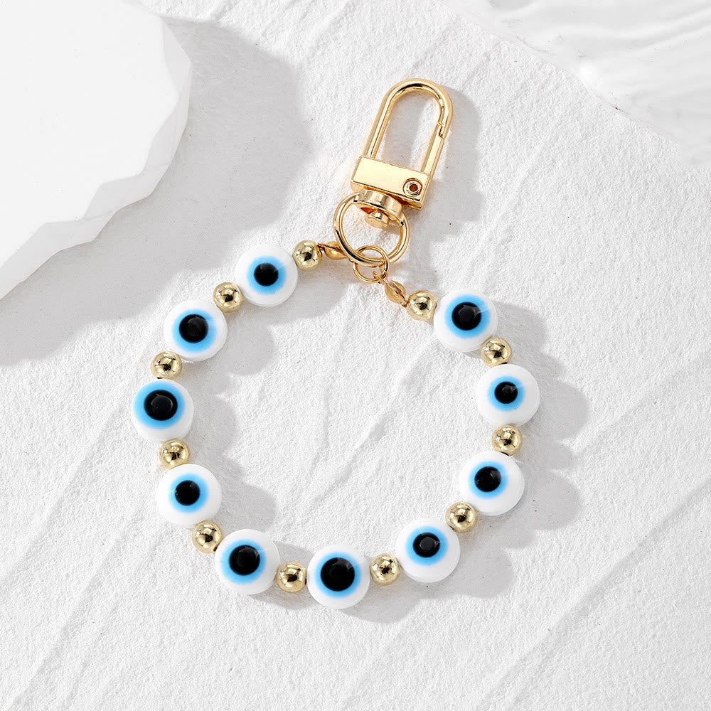 Olivenorma Evil Eye Symbol Hanging Ornament Beaded Keychain - White Evil Eye - image 2