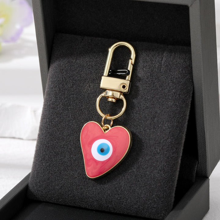 Olivenorma Heart-Shaped Evil Eye Decoration Keychain - Red - image 2