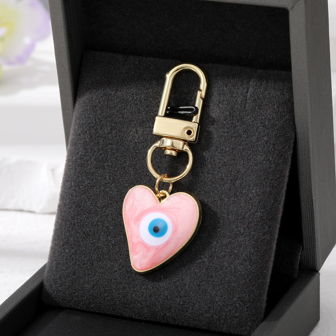 Olivenorma Heart-Shaped Evil Eye Decoration Keychain - Pink - image 1