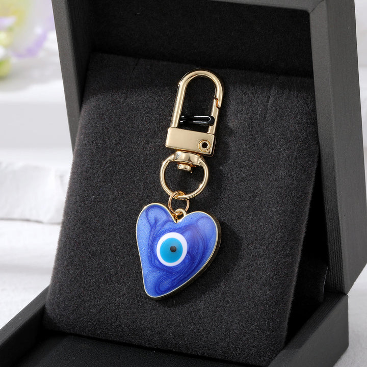 Olivenorma Heart-Shaped Evil Eye Decoration Keychain - Blue - image 4