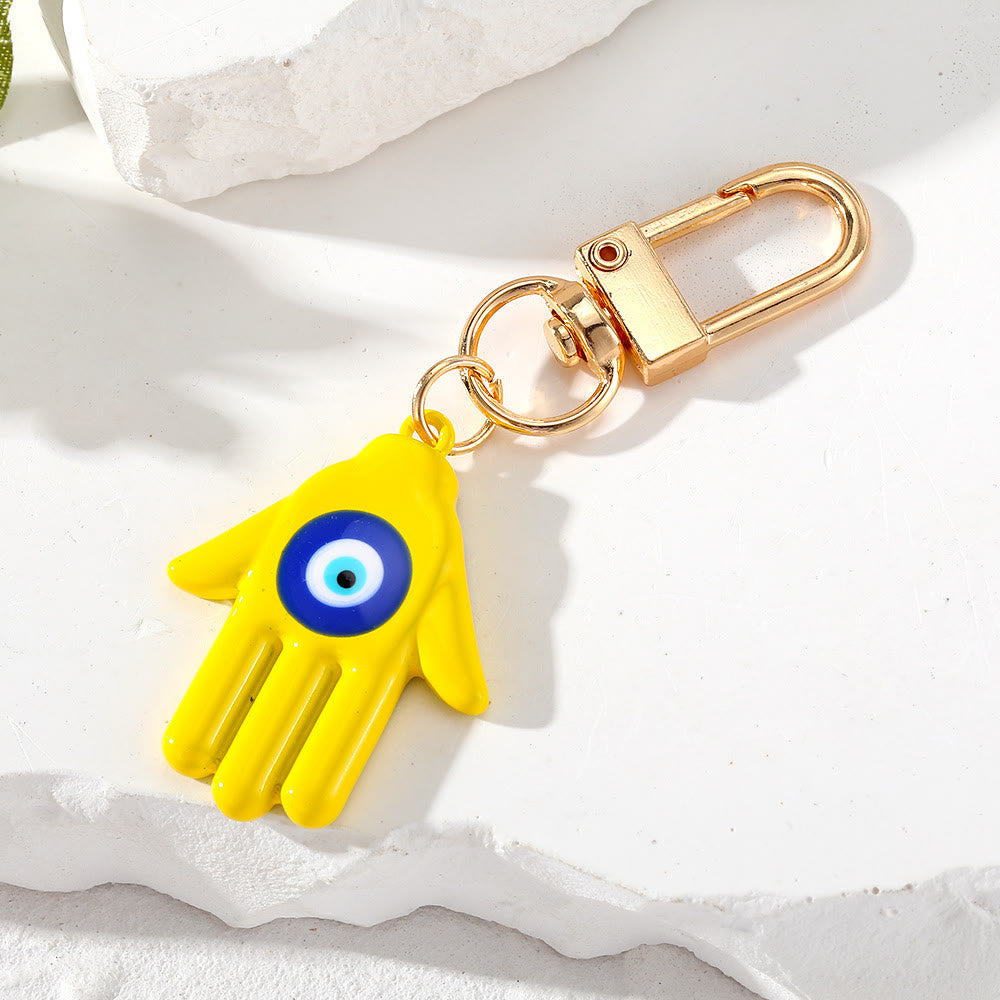 Olivenorma Hamsa Hand Shaped Evil Eye Protection Keychain - Yellow - image 4