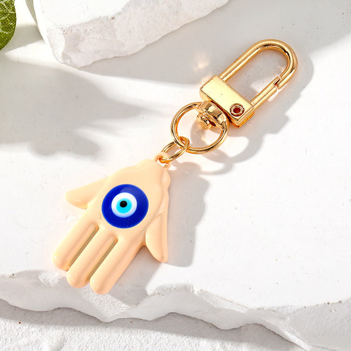Olivenorma Hamsa Hand Shaped Evil Eye Protection Keychain - LightSalmon - image 7