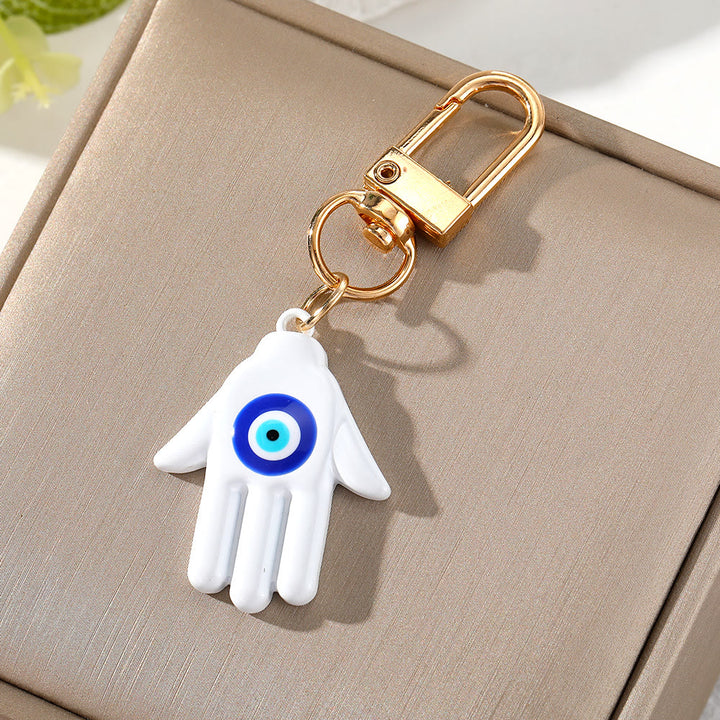 Olivenorma Hamsa Hand Shaped Evil Eye Protection Keychain - White - image 9