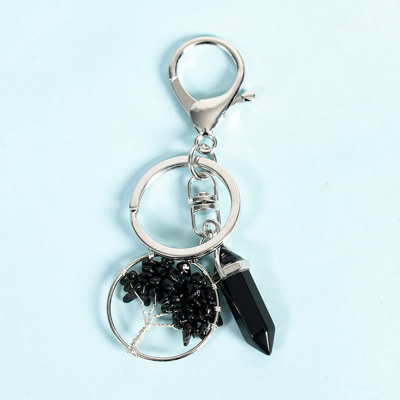 Olivenorma Prism Gem Tree of Life Healing Crystal Energy Keychain - Obsidian - image 7