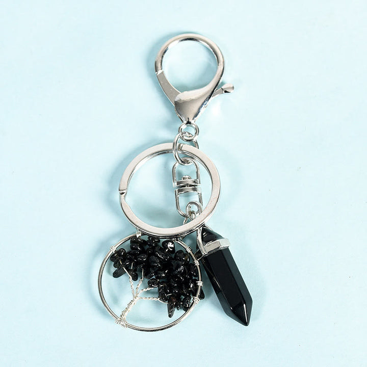 Olivenorma Prism Gem Tree of Life Healing Crystal Energy Keychain - Obsidian - image 7