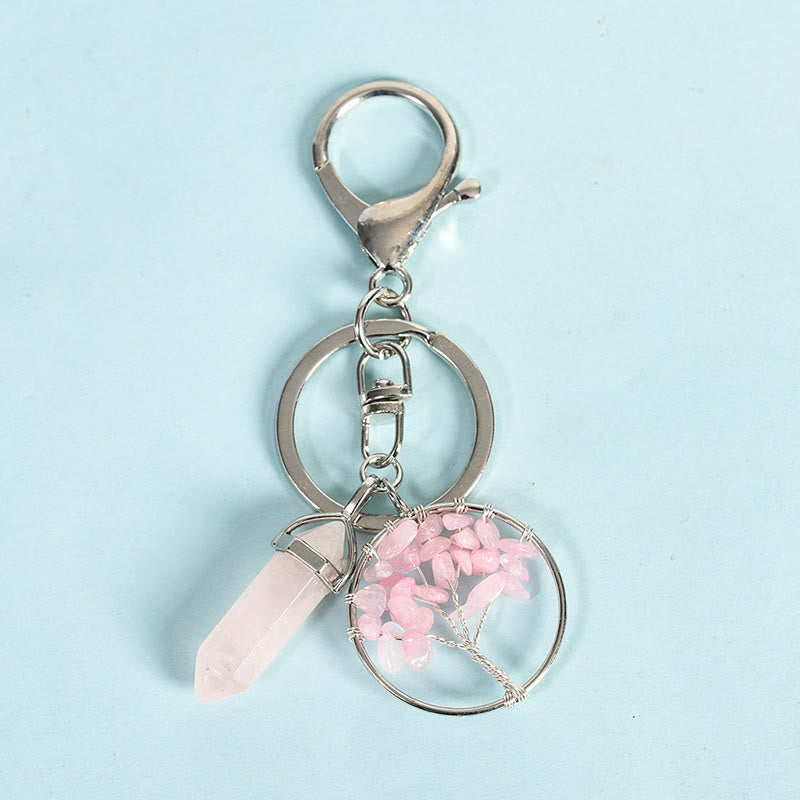 Olivenorma Prism Gem Tree of Life Healing Crystal Energy Keychain - Rose Quartz - image 5
