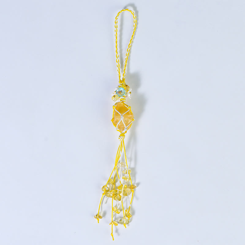 Olivenorma Handwoven Raw Stone Tassel Keychain - Citrine - image 8