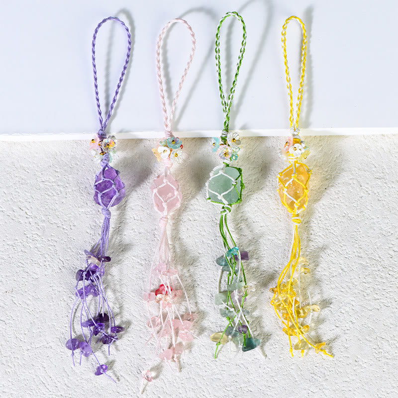 Olivenorma Handwoven Raw Stone Tassel Keychain - image 0
