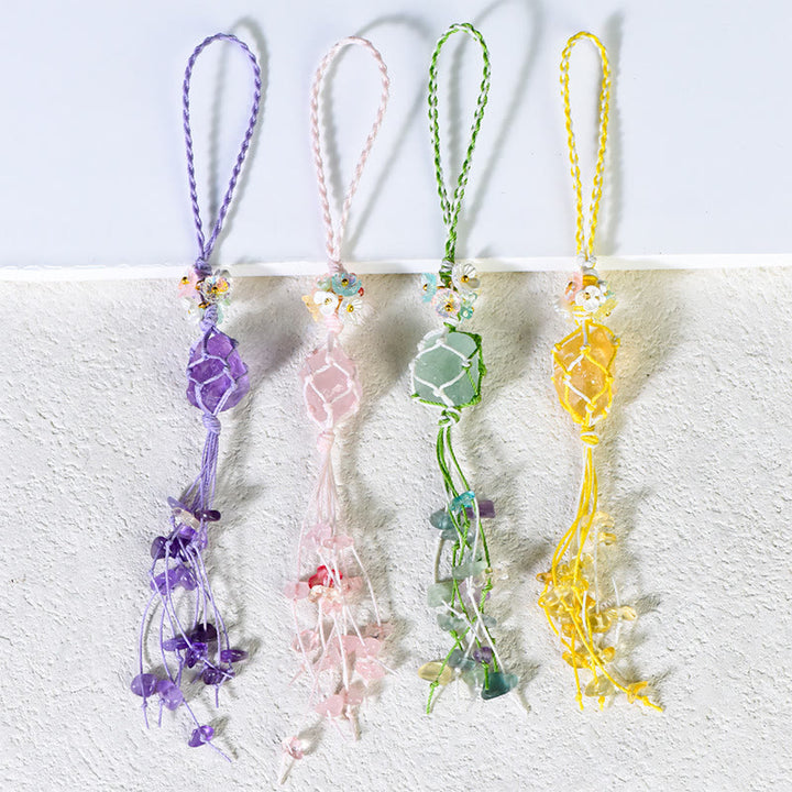 Olivenorma Handwoven Raw Stone Tassel Keychain - image 0
