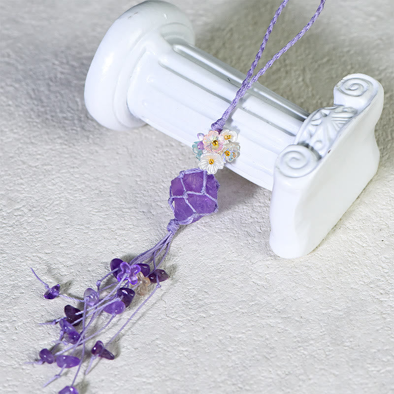 Olivenorma Handwoven Raw Stone Tassel Keychain - image 2