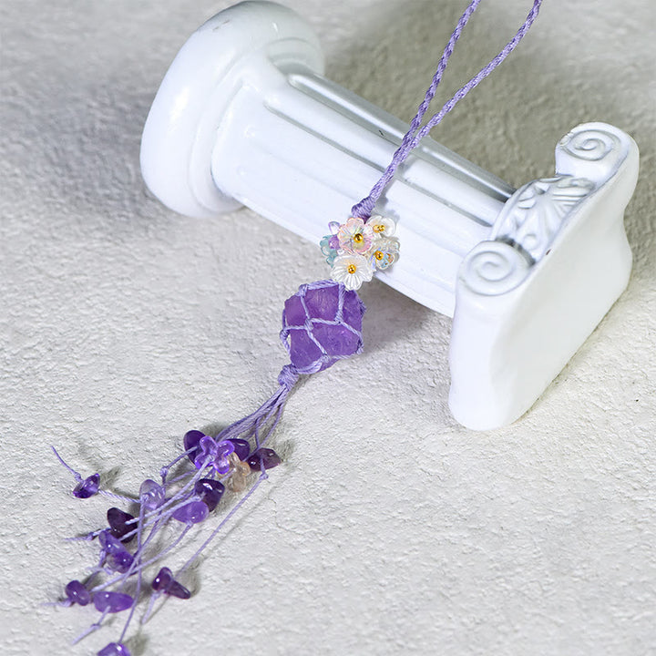 Olivenorma Handwoven Raw Stone Tassel Keychain - image 2