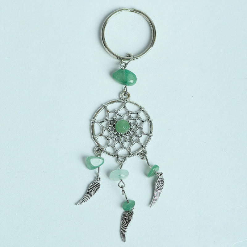 Olivenorma Mini Natural Gemstone Dream Catcher Keychain - Green Aventurine - image 5