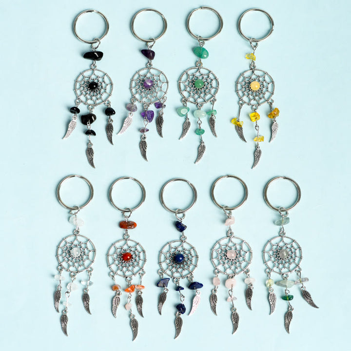 Olivenorma Mini Natural Gemstone Dream Catcher Keychain - image 0
