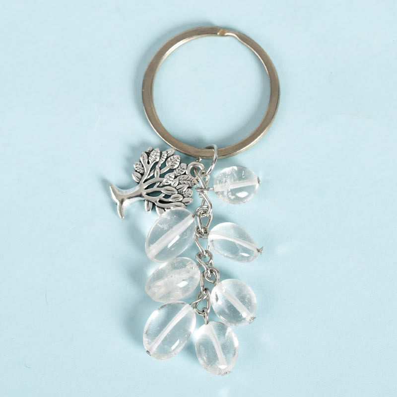Olivenorma Natural Raw Stone with Tree of Life Keychain - Clear Crystal - image 1