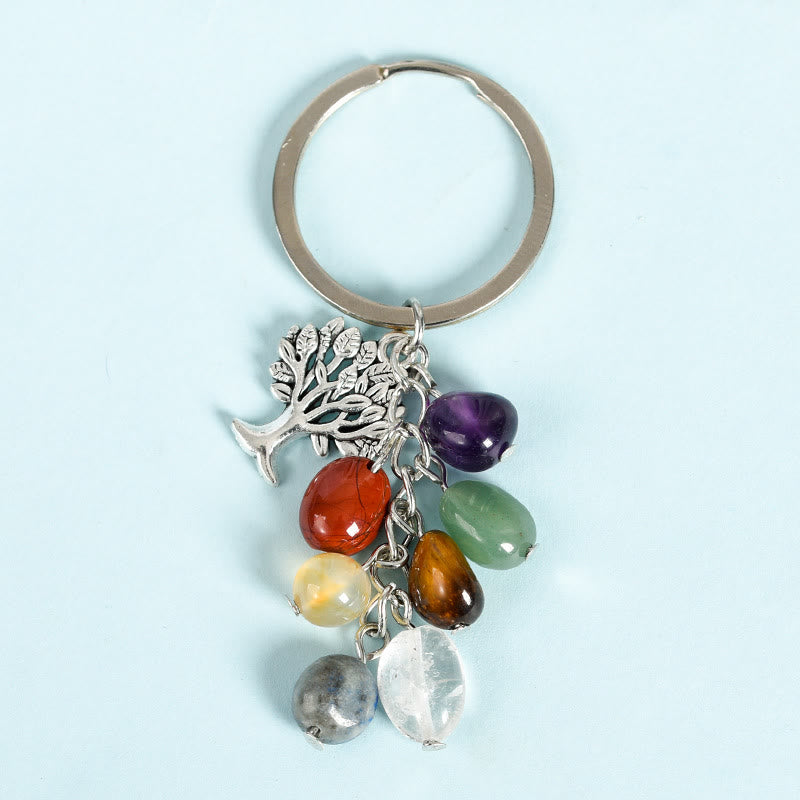 Olivenorma Natural Raw Stone with Tree of Life Keychain - Chakra - image 7