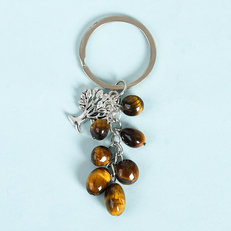 Olivenorma Natural Raw Stone with Tree of Life Keychain - Tiger Eye - image 14