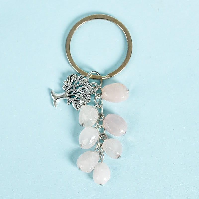 Olivenorma Natural Raw Stone with Tree of Life Keychain - Rose Quartz - image 20