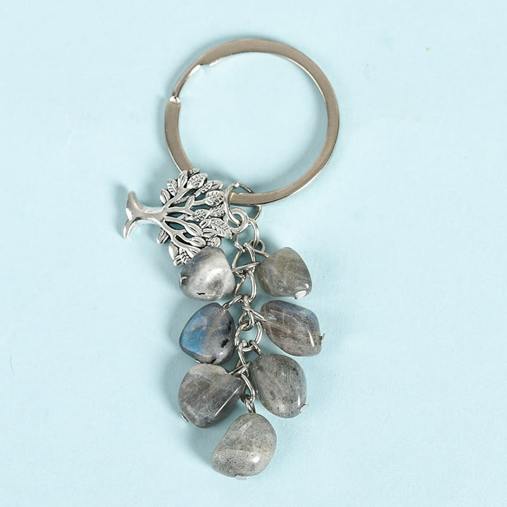 Olivenorma Natural Raw Stone with Tree of Life Keychain - Labradorite - image 10