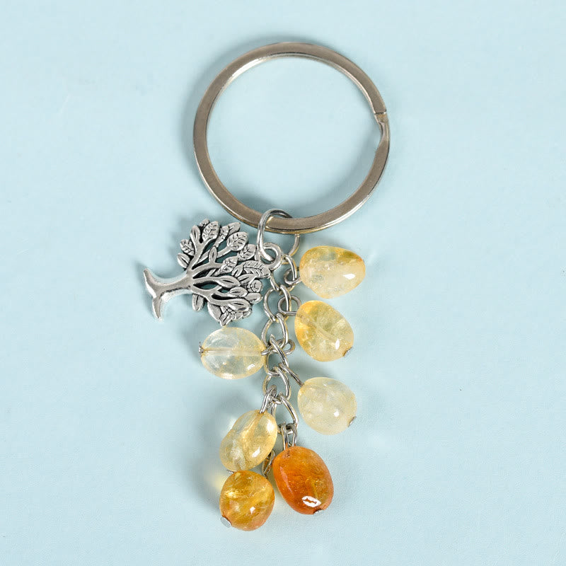Olivenorma Natural Raw Stone with Tree of Life Keychain - Citrine - image 5