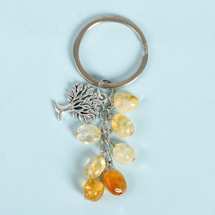 Olivenorma Natural Raw Stone with Tree of Life Keychain - Citrine - image 5