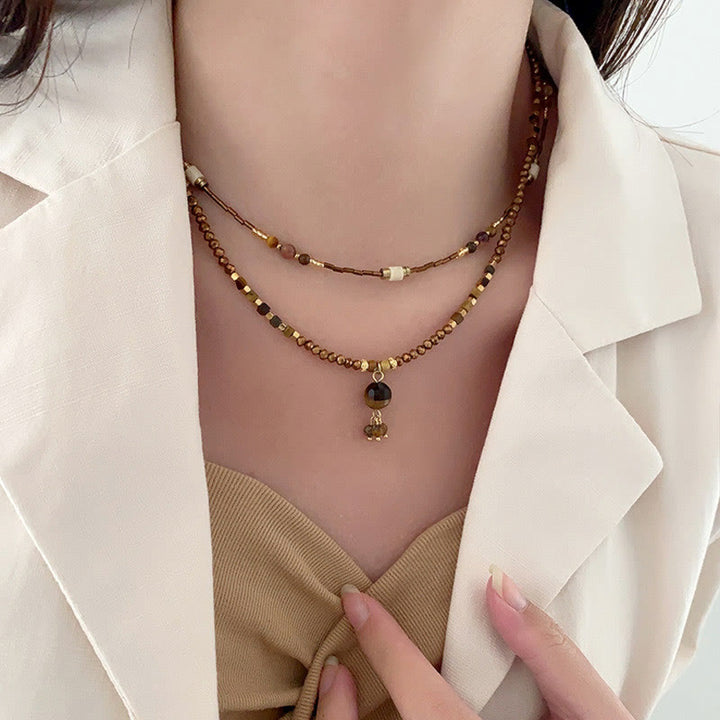 Olivenorma Tiger Eye Stone Stacked Beaded Necklace - image 3