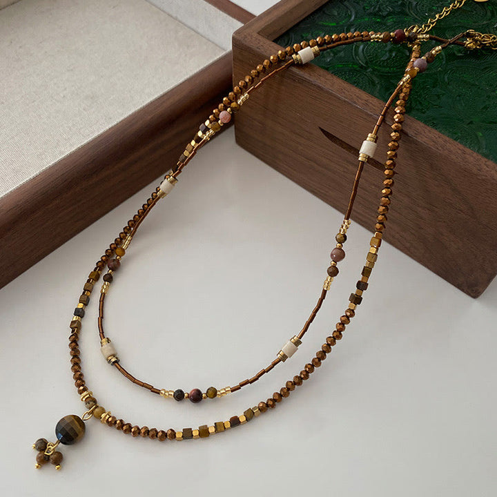 Olivenorma Tiger Eye Stone Stacked Beaded Necklace - image 0