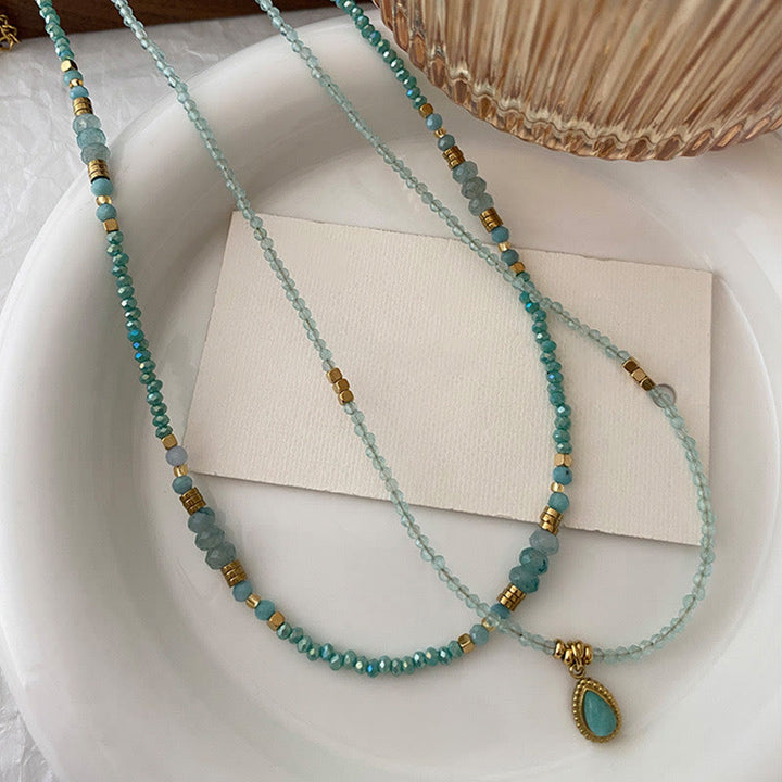 Olivenorma Natural Blue Amazonite Drop Charm Necklace - image 0