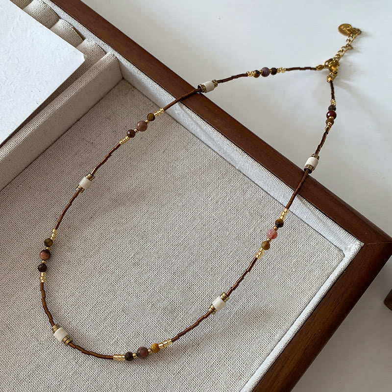 Olivenorma Tiger Eye Stone Stacked Beaded Necklace - Without Pendant - image 2