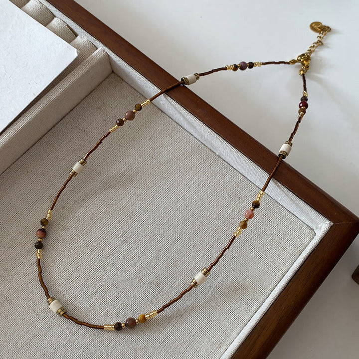 Olivenorma Tiger Eye Stone Stacked Beaded Necklace - Without Pendant - image 2