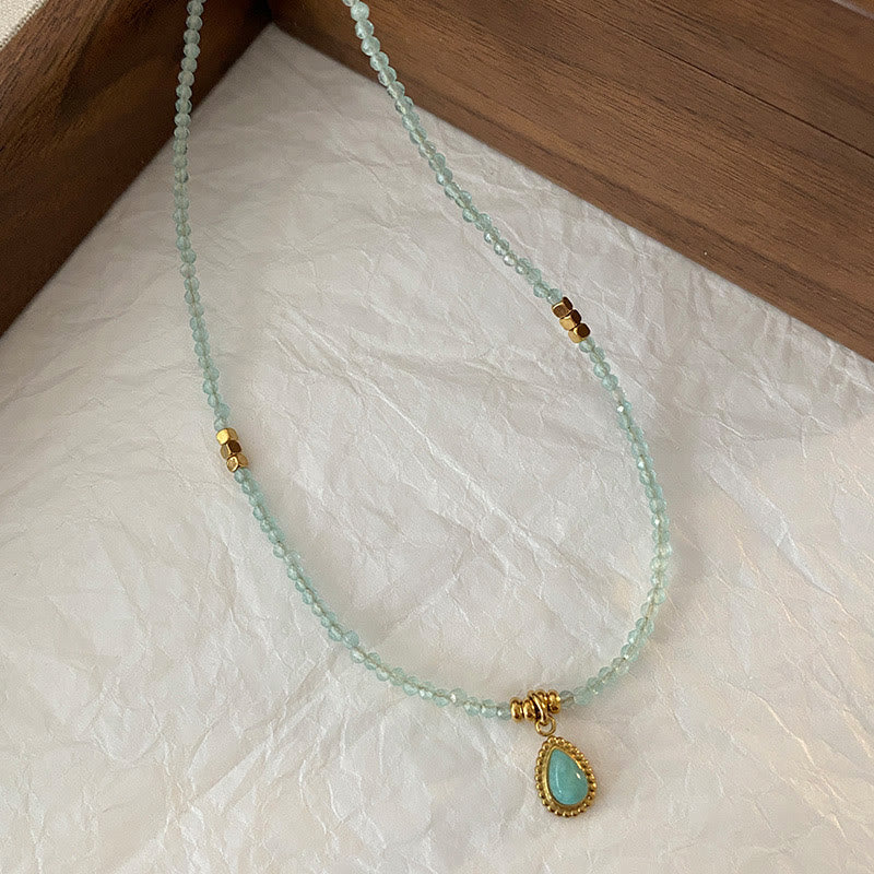 Olivenorma Natural Blue Amazonite Drop Charm Necklace - With Pendant - image 1