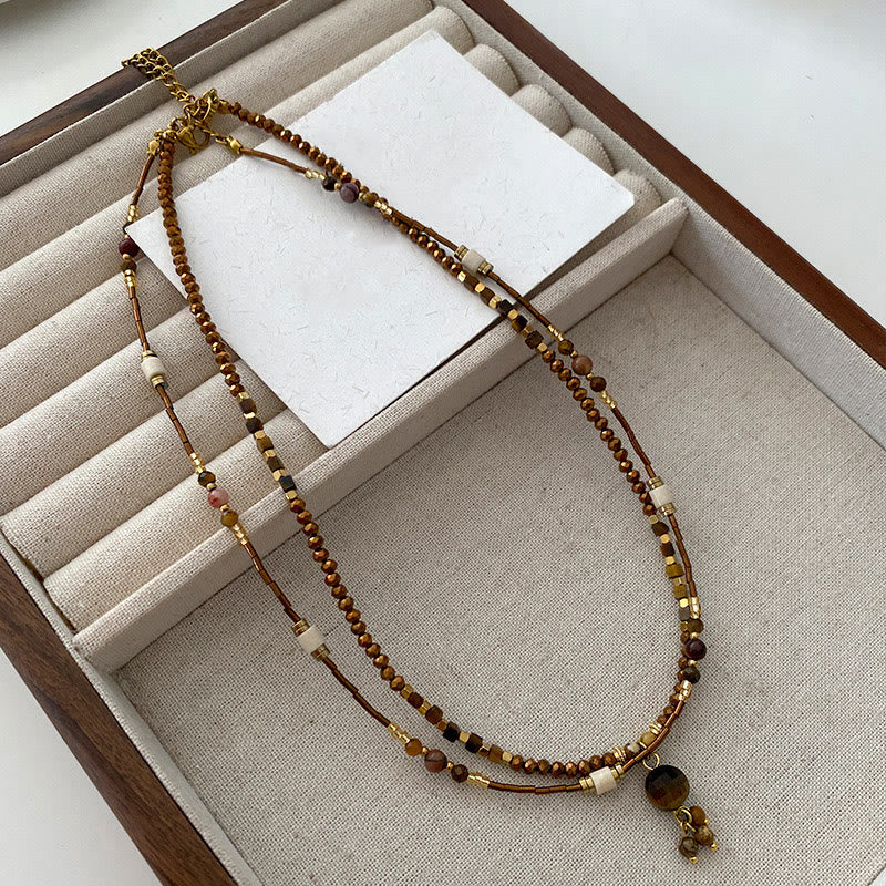 Olivenorma Tiger Eye Stone Stacked Beaded Necklace - image 4
