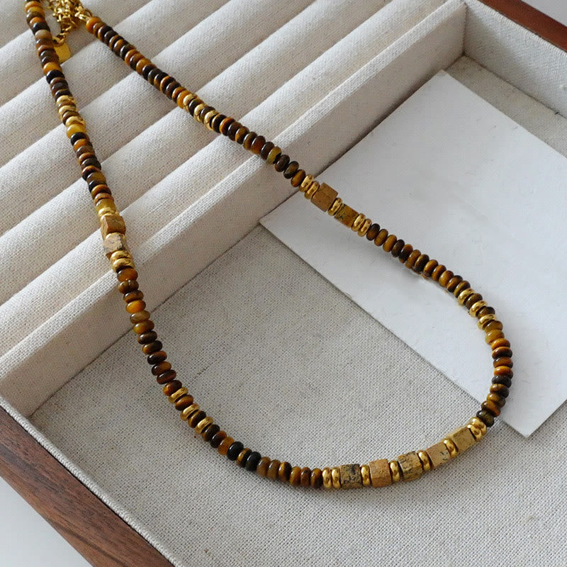 Olivenorma Vintage Natural Tiger Eye Stone Beaded Necklace - Without Pendant - image 3