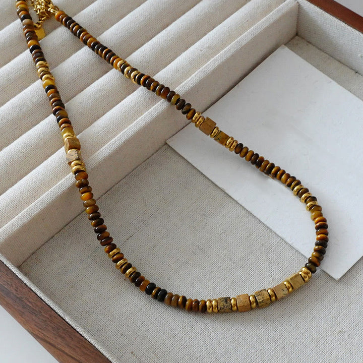 Olivenorma Vintage Natural Tiger Eye Stone Beaded Necklace - Without Pendant - image 3