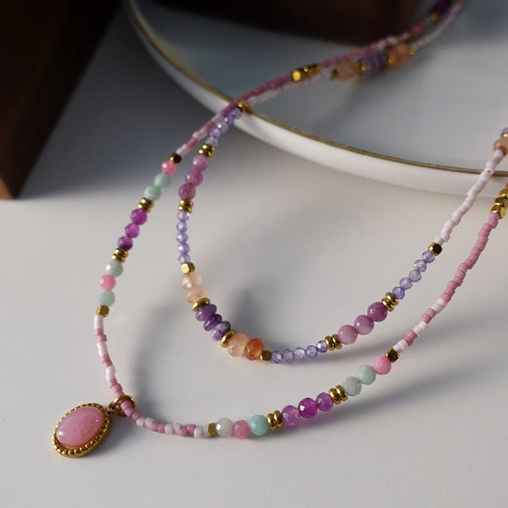 Olivenorma Natural Crystal Drop Charm Beaded Necklace - image 6