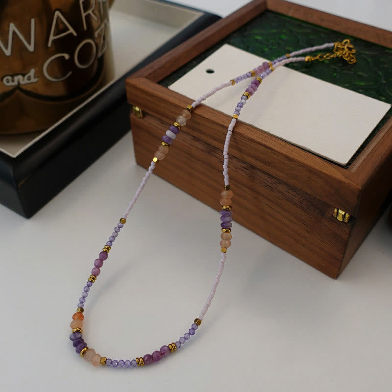 Olivenorma Natural Crystal Drop Charm Beaded Necklace - Without Pendant - image 2