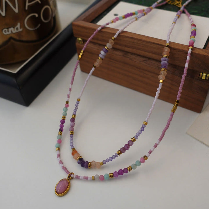 Olivenorma Natural Crystal Drop Charm Beaded Necklace - image 4