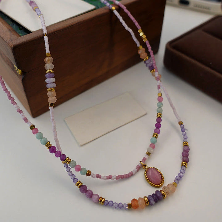 Olivenorma Natural Crystal Drop Charm Beaded Necklace - image 0