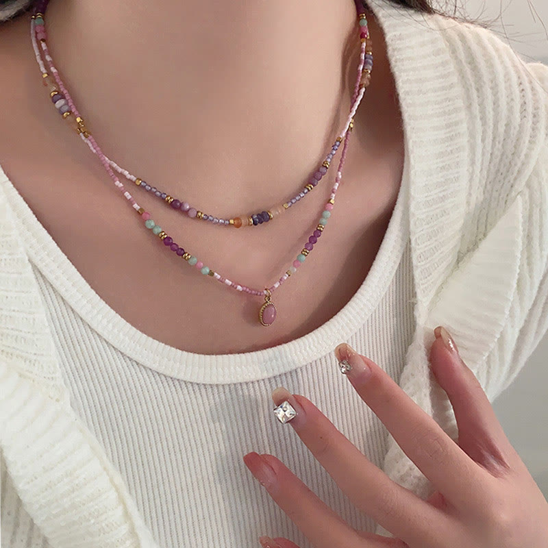 Olivenorma Natural Crystal Drop Charm Beaded Necklace - image 3