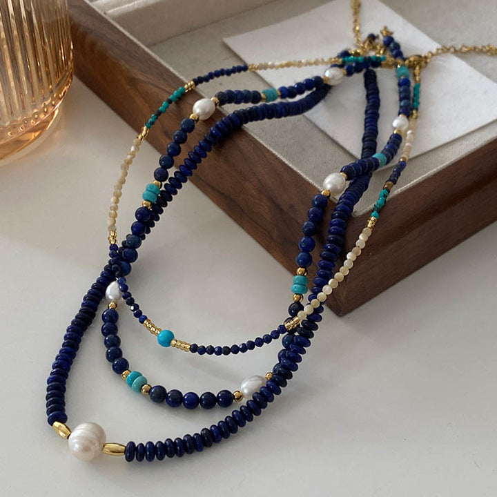 Olivenorma Klein Blue Natural Lapis Lazuli Beaded Necklace - image 5