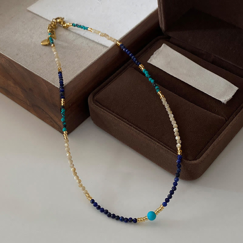 Olivenorma Klein Blue Natural Lapis Lazuli Beaded Necklace - Style A - image 1